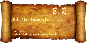 Büte Romuald névjegykártya